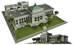 3d model of a city hall, front view