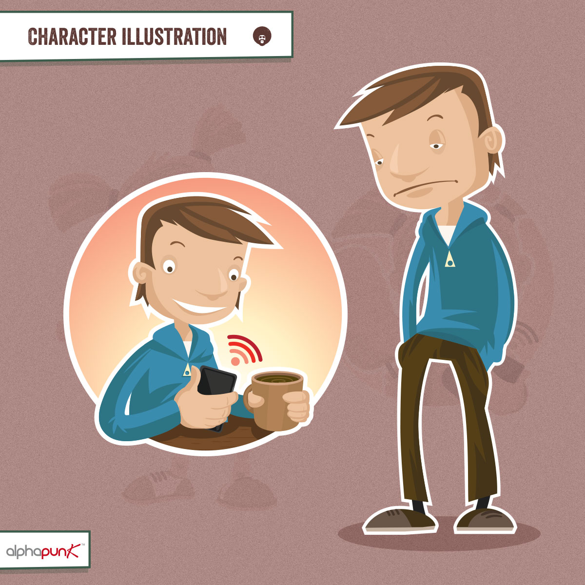 Character Design - Cartoon man with coffee